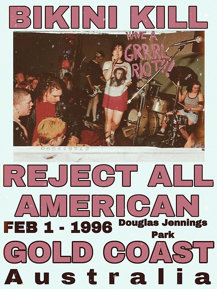 Bikini Kill Reject All American Gold Coast Poster Sticker By