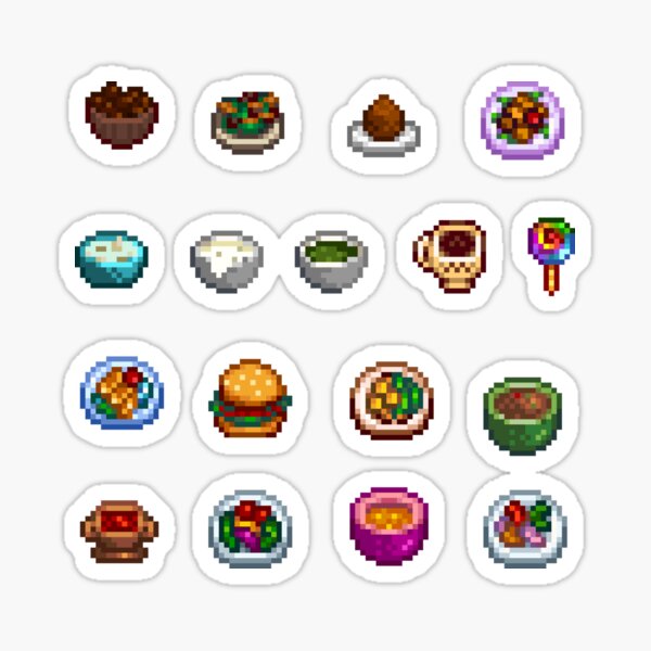 Fun And Pretty Stardew Valley Food Recipes Sticker For Sale By