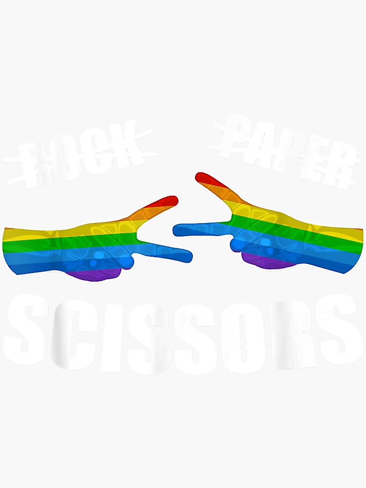 Rock Paper Scissors LGBT Q Gay Pride Proud Ally Rainbow Flag Sticker