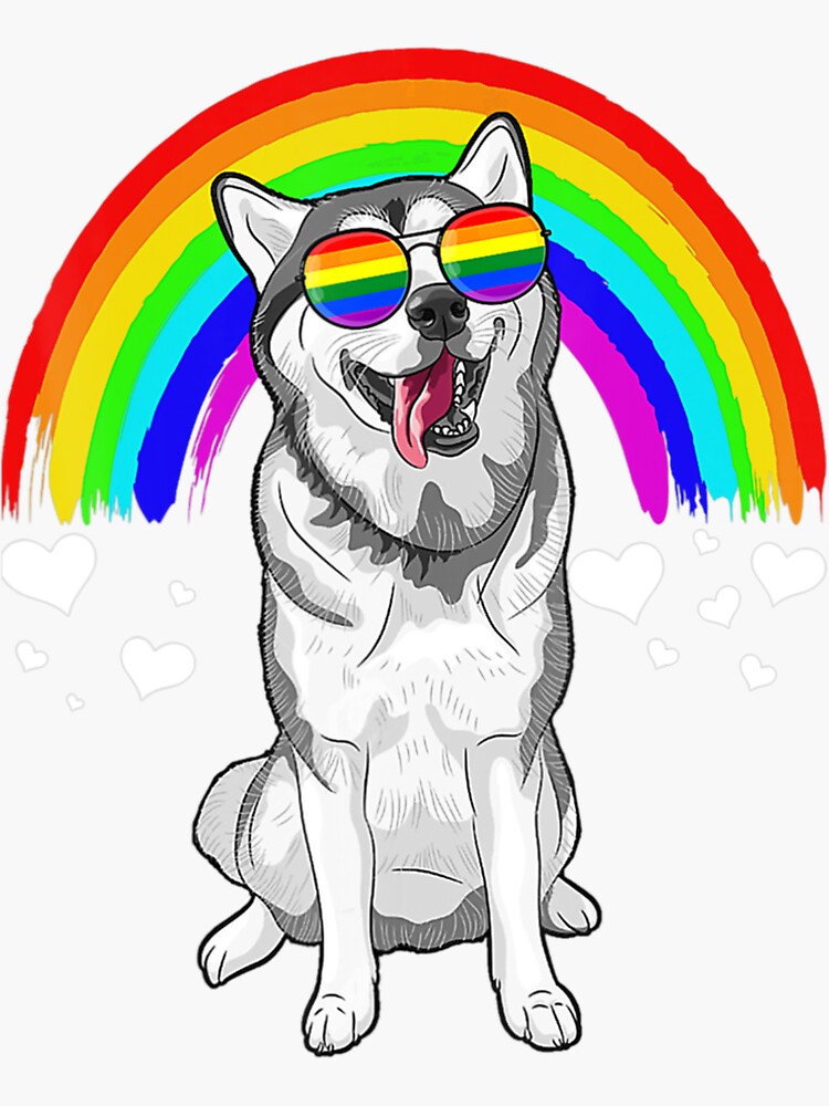 Siberian Husky Gay Pride Lgbt Rainbow Flag Sunglasses Lgbtq Sticker