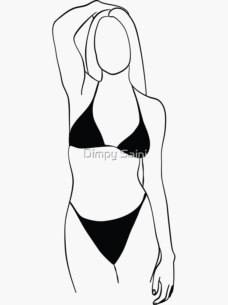 Woman Bikini Art Curvy Woman Line Art Body Positive Print Nude