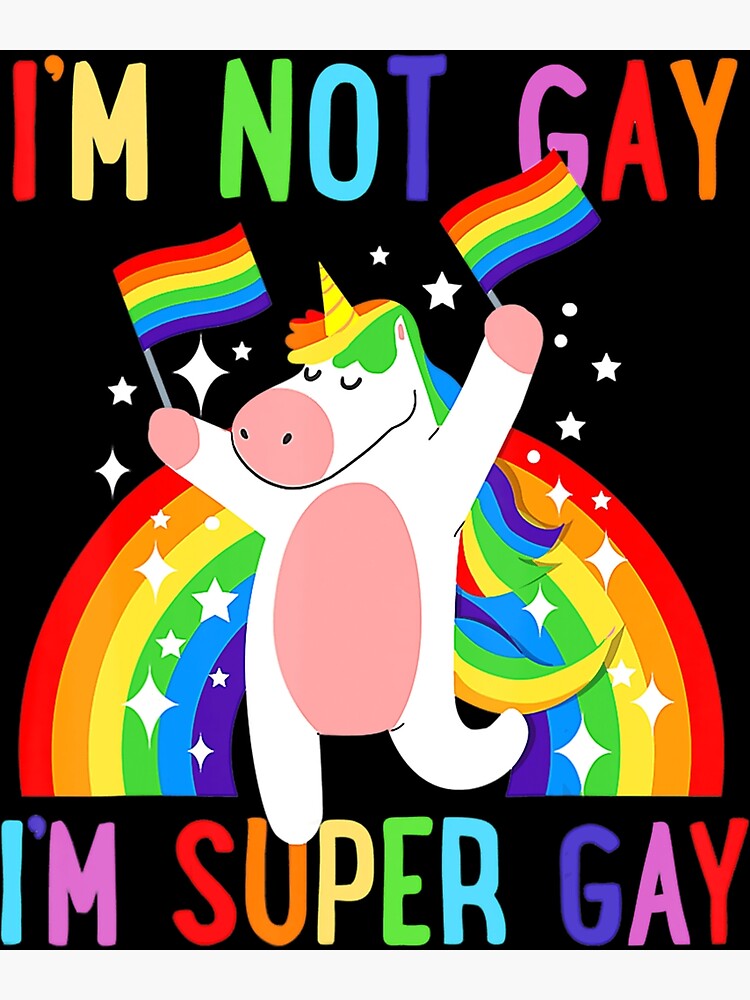 LGBTQ Unicorn Super Gay Pride LGBT Ally Rainbow Flag Retro Poster