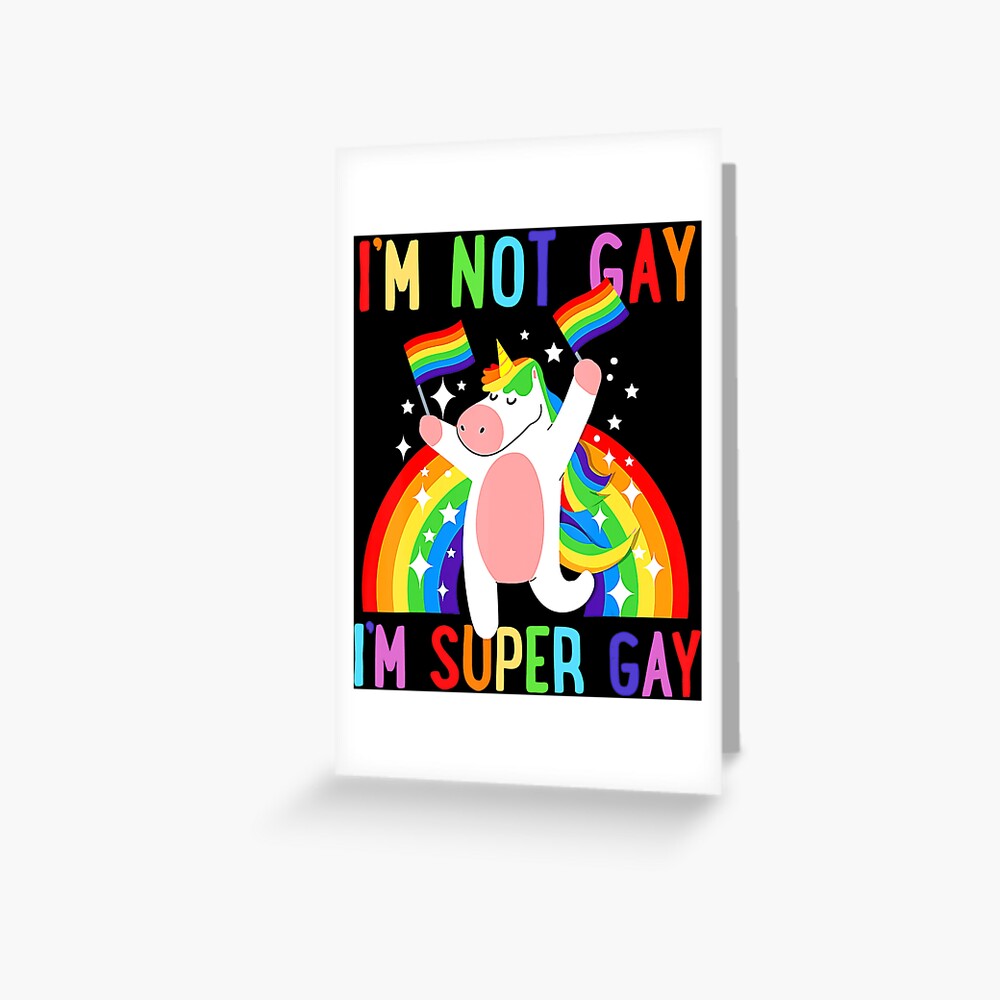 LGBTQ Unicorn Super Gay Pride LGBT Ally Rainbow Flag Retro Greeting