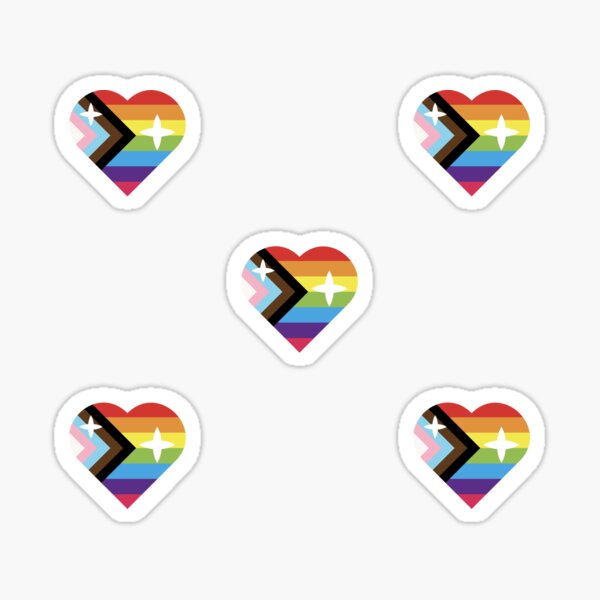 Progress Pride Flag Heart Pack Of 5 Sticker For Sale By KinLost