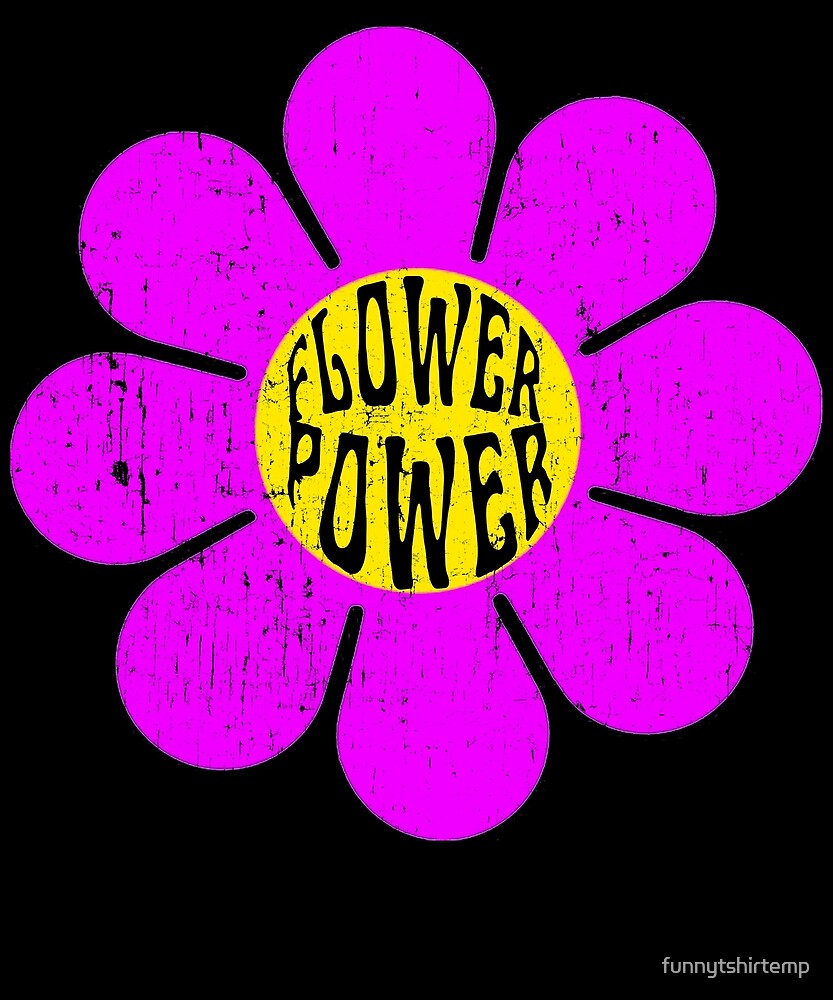 Flower Power 60 S 70s Retro Vintage Hippie Gardening Purple Distressed