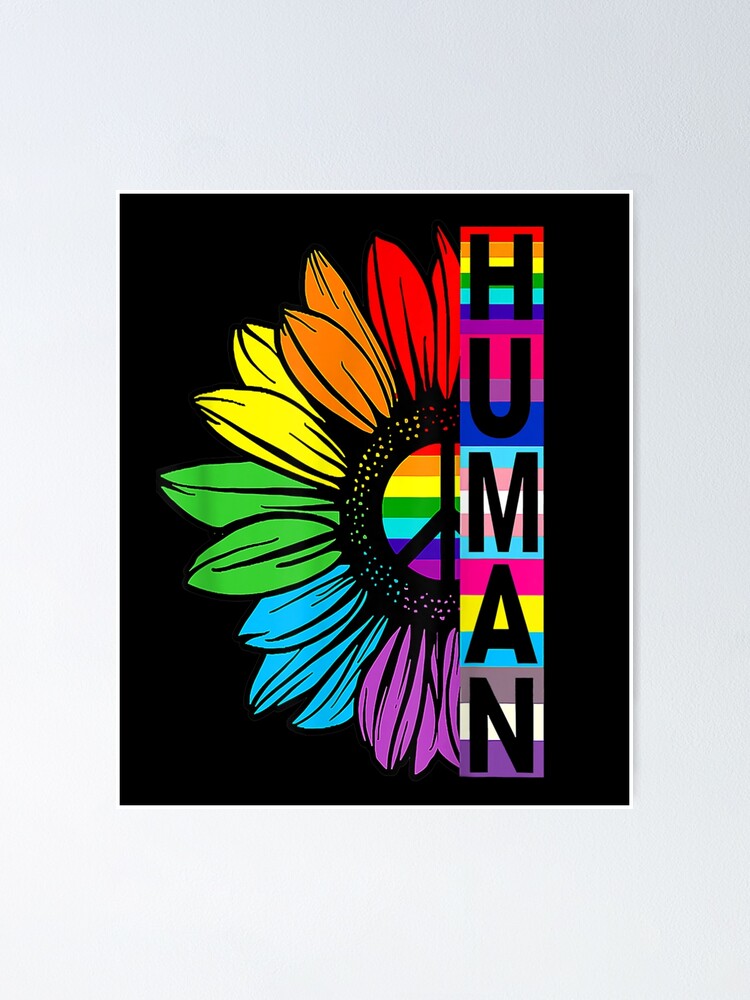 Poster Human Sunflower Rainbow Lgbt Flag Gay Pride Month Transgender