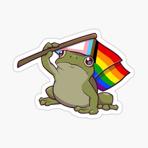 Progress Pride Flag Holding Frog Sticker For Sale By Saltuurn Redbubble