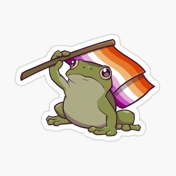 Lesbian Pride Flag Holding Frog Sticker For Sale By Saltuurn Redbubble