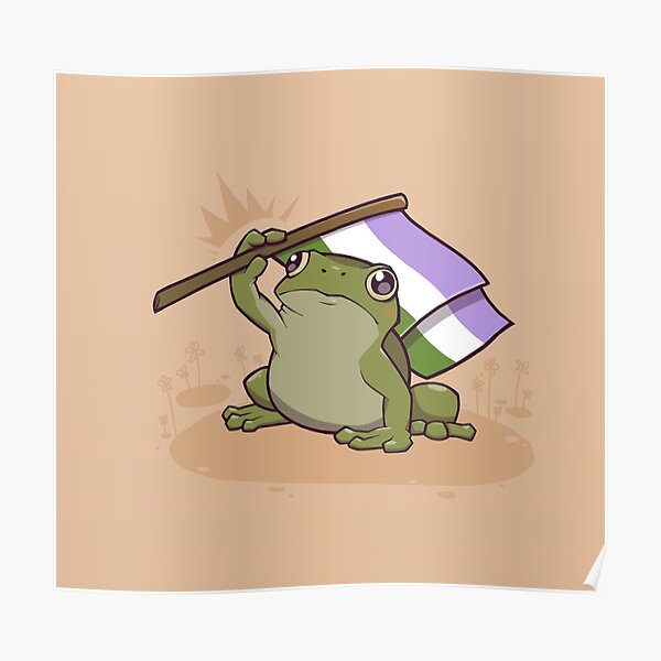 Genderqueer Pride Flag Holding Frog Poster For Sale By Saltuurn