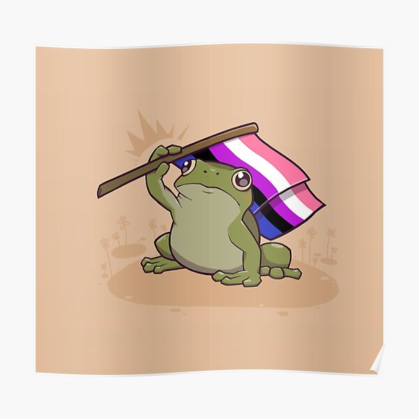 Genderfluid Pride Flag Holding Frog Poster For Sale By Saltuurn