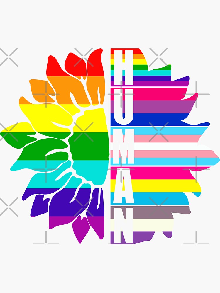 Human Sunflower Lgbt Flag Gay Pride Month Proud Lgbtq Sticker For