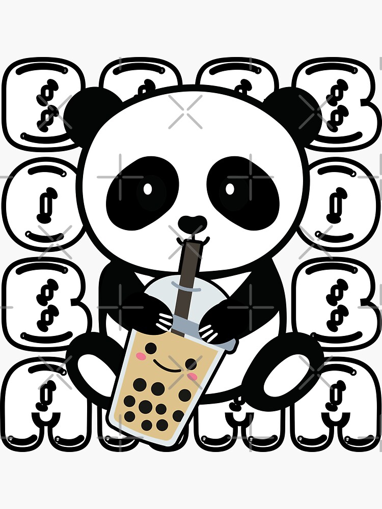 Kawaii Panda Drinking Boba Tea Sticker For Sale By Chibicreative