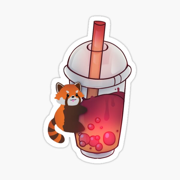 Red Panda Boba Tea Bubble Tea Anime Kawaii Sticker For Sale By