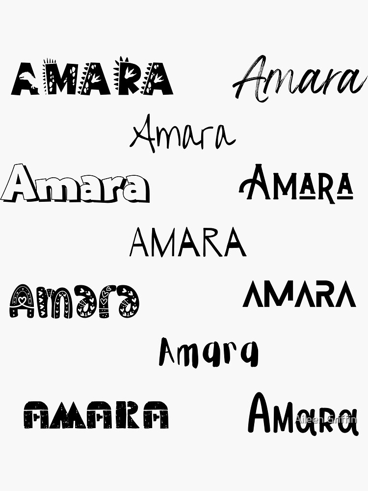 Amara In 10 Different Fonts Sticker For Sale By Magleen Redbubble