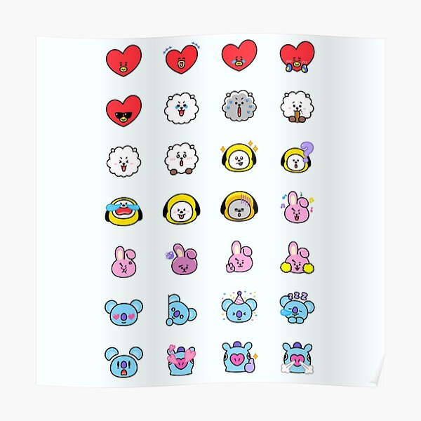 BT21 Cute Babies Set Poster For Sale By JeonDaisy Redbubble