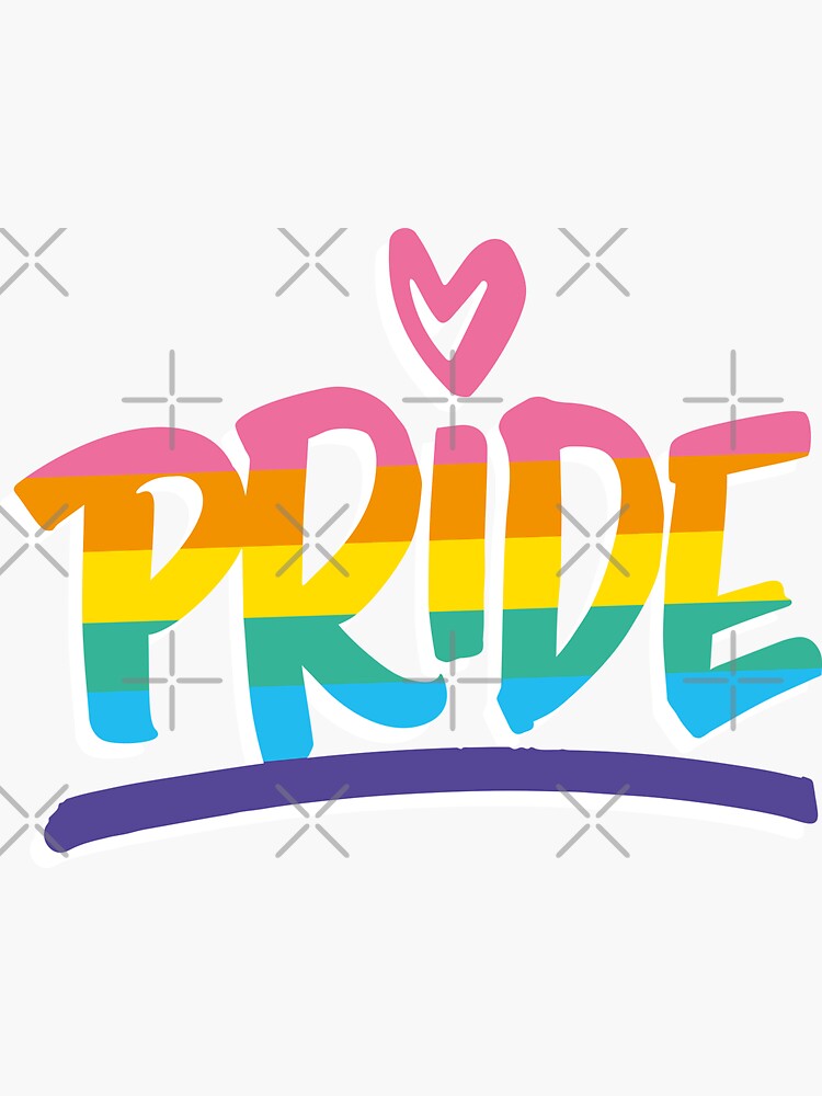 Gay Pride Love Heart Rainbow LGBTQ Flag With Handwriting Typography