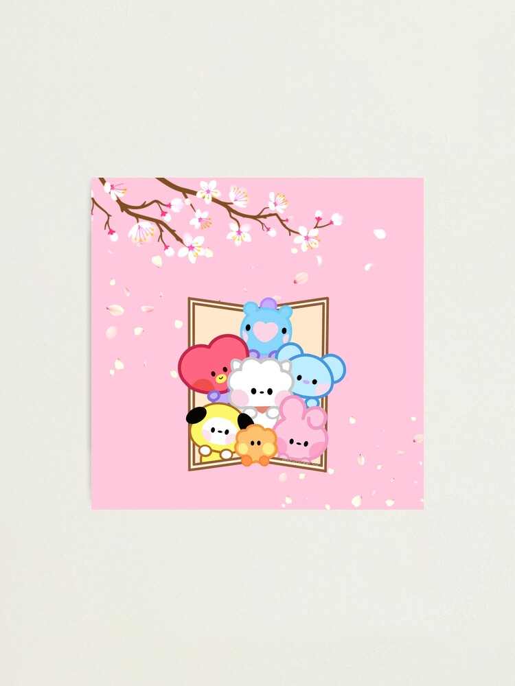 BTS ARMY OT7 BT21 Minini Characters In Spring Day Photographic Print