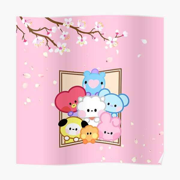 Bts Army Ot Bt Minini Characters In Spring Day Poster For Sale By