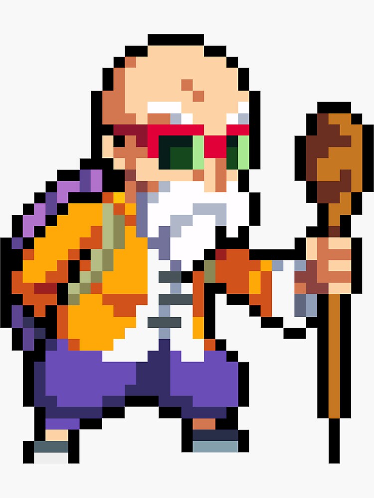 Master Roshi With Turtle Shell HQ Pixel Edition Sticker For Sale By