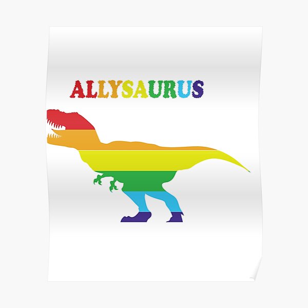 Funny Allysaurus Quote Dinosaur T Rex LGBT Gay Pride Flag Vintage