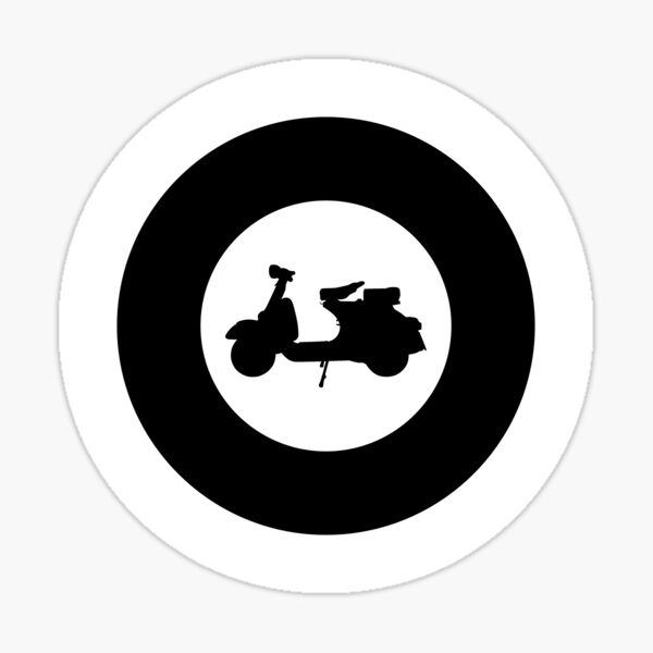 Scooter 2 Tone White Black White Retro Mod Roundel Sticker For Sale