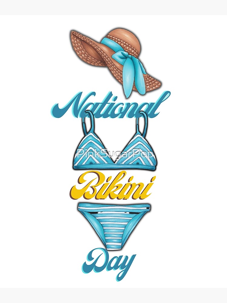 Update National Bikini Day Red Round Grunge Button Stamp Stock Photo