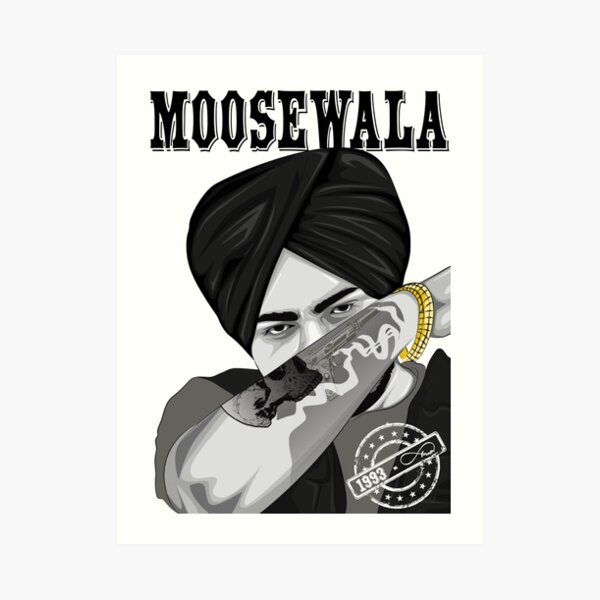 Sidhu Moose Wala Sticker Art Print For Sale By Vpaints Redbubble