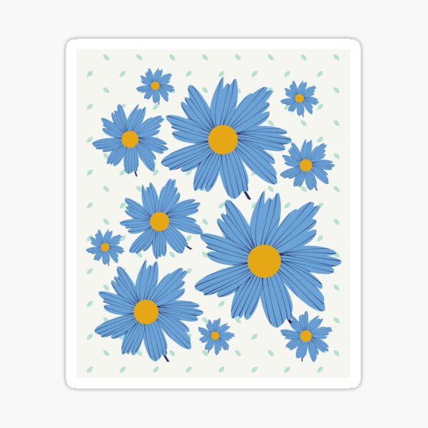 Baby Blue Daisy Flowers Sticker For Sale By SkyisBright Redbubble