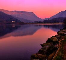 Tranquil mountain sunset by nayamina
