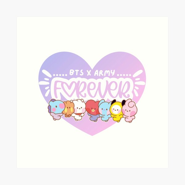 BTS ARMY OT7 FOREVER BT21 Character Minini Apo Bangpo Art Print For