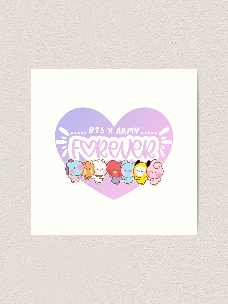 BTS ARMY OT7 FOREVER BT21 Character Minini Apo Bangpo Art Print For