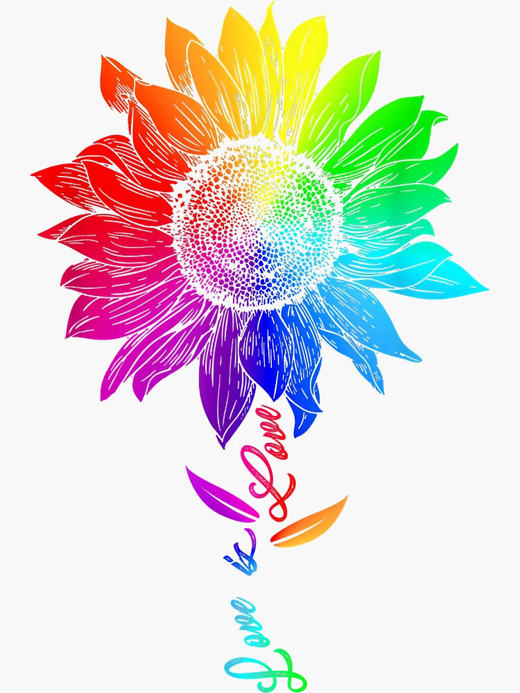 Sunflower Rainbow Love Is Love Lgbt Lesbian Gay Pride Month Sticker