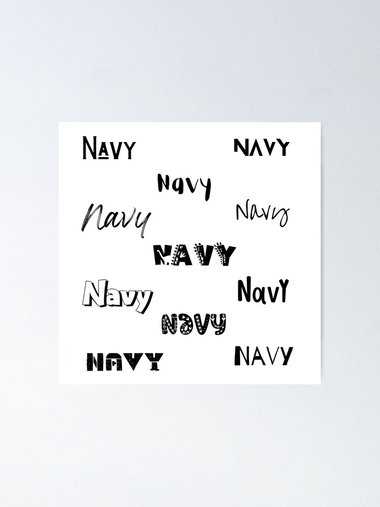 Navy Stickers In 10 Different Fonts Poster For Sale By Magleen