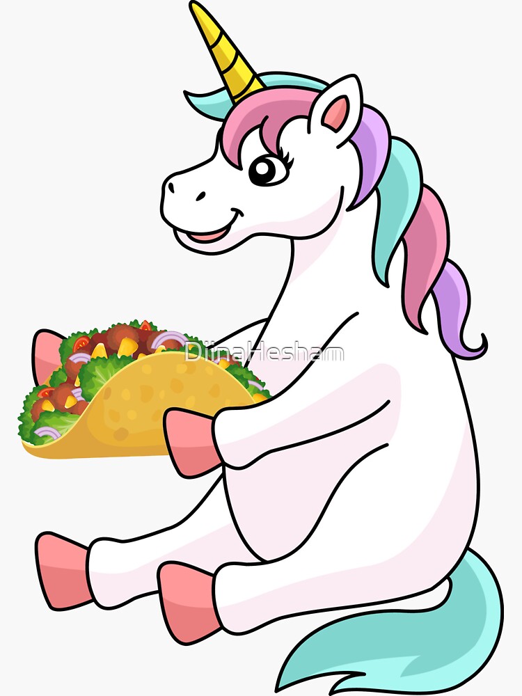 Pegatina Lindo Unicornio Comiendo Taco El Mejor Regalo Para Los