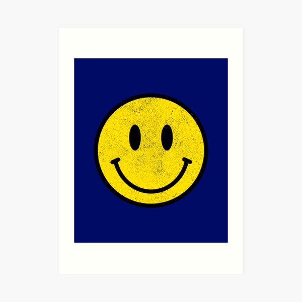 Vintage Retro Happy Smiley Face 80s 90s Aesthetic Art Print For Sale