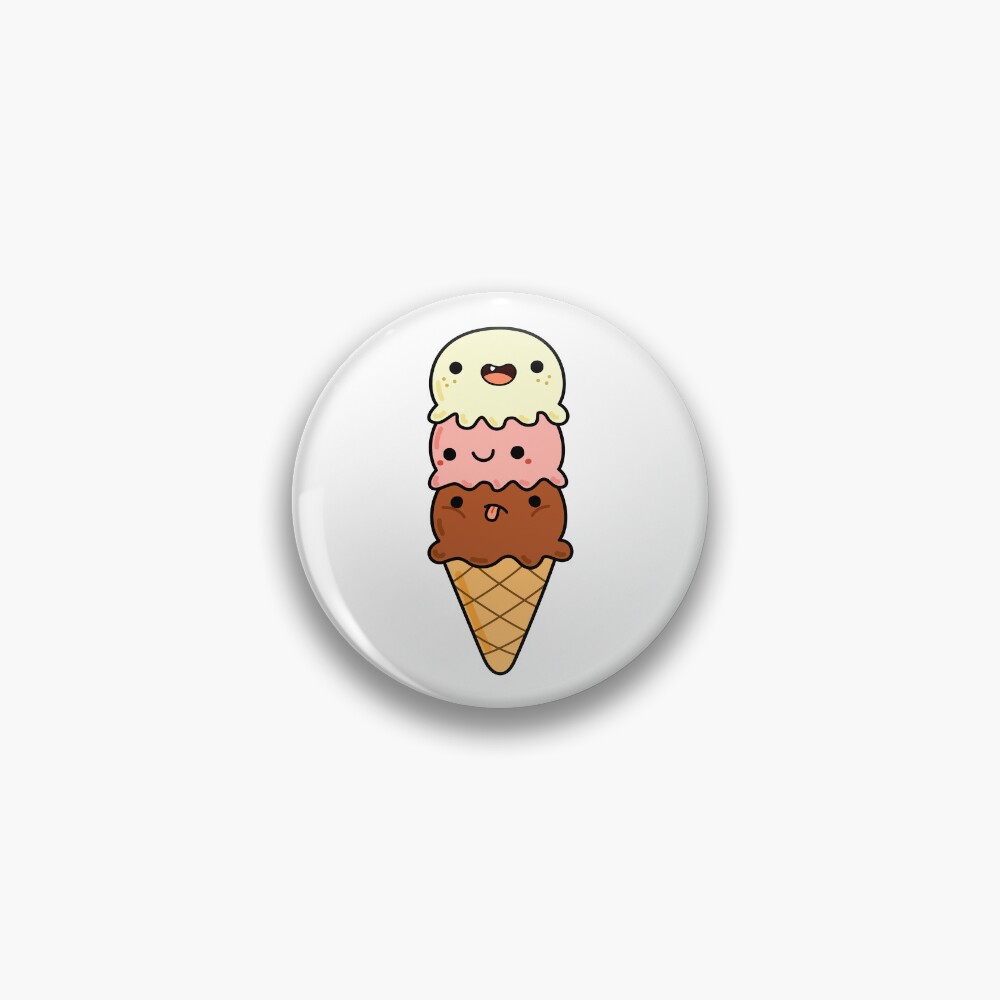 Kawaii Triple Scoop Ice Cream Cone Pin For Sale By Kawaiilife Redbubble