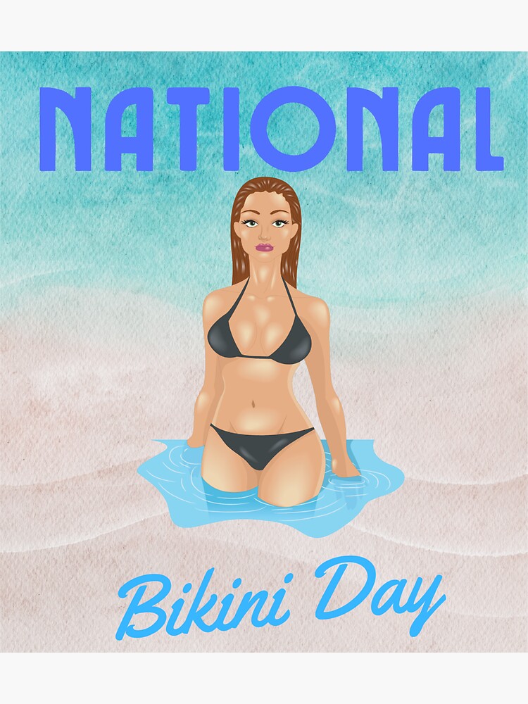 National Bikini Day Graphic Shirt Sticker For Sale By Wilkdesign