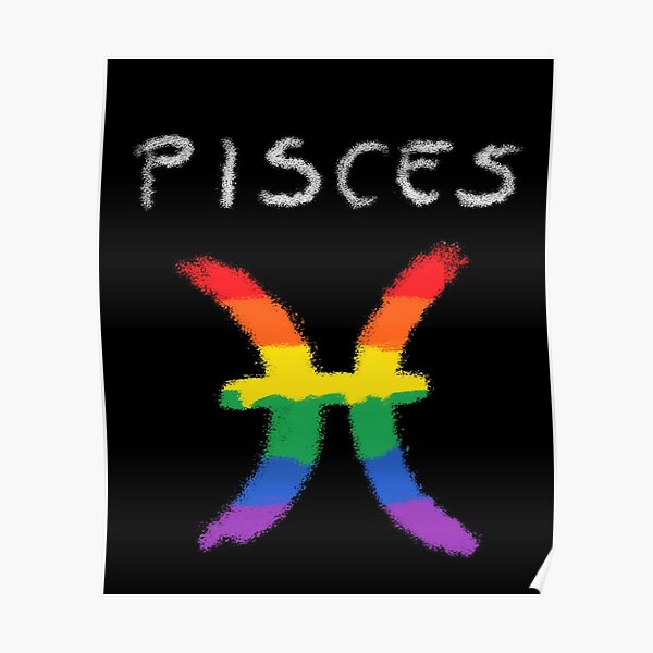 Pisces Zodiac Sign Gay Lesbian Lgbt Pride Rainbow Flag Poster For