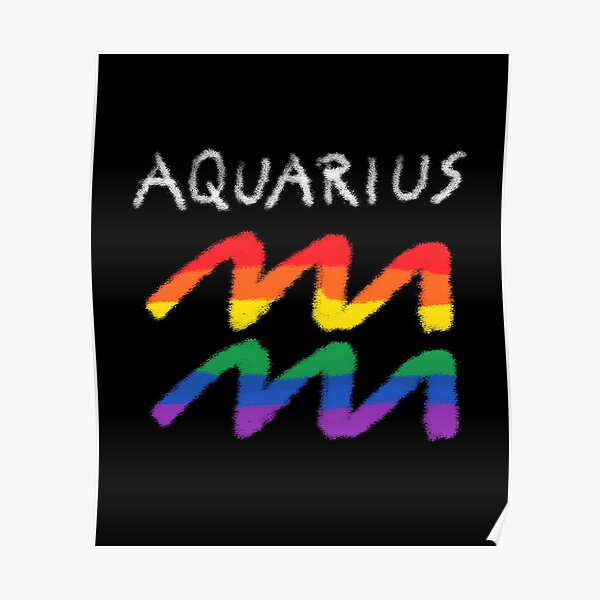 Aquarius Zodiac Sign Gay Lesbian Lgbt Pride Rainbow Flag Poster For