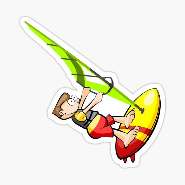 Windsurfing Cartoon Sticker For Sale By Megasitiodesign Redbubble