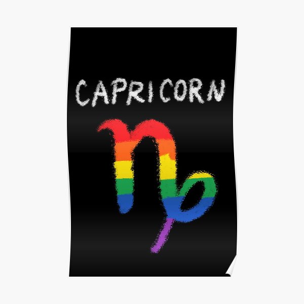 Capricorn Zodiac Sign Gay Lesbian Lgbt Pride Rainbow Flag Poster For