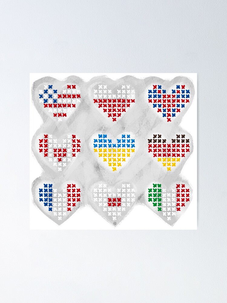 Ukraine And Flags Of The World Cross Stitch Poster For Sale By