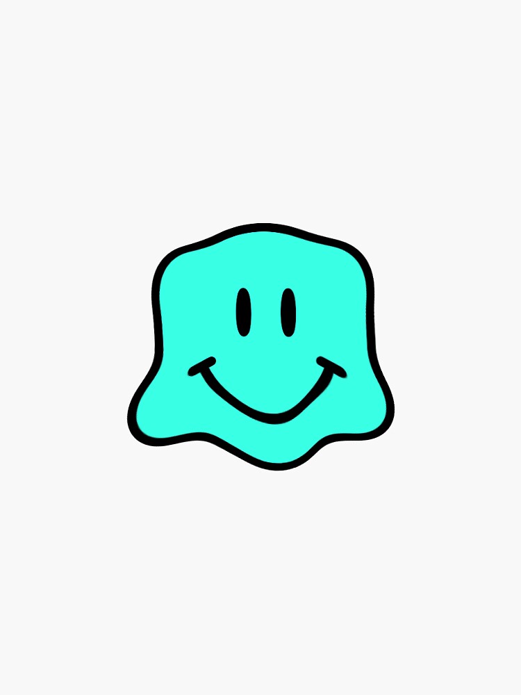 Light Blue Drippy Smiley Sticker For Sale By Ashleyg Redbubble