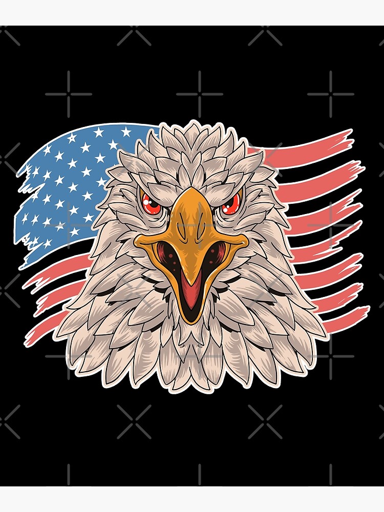 USA Flag With Bald Eagle 4th Of July Patriotic Eagle Retro