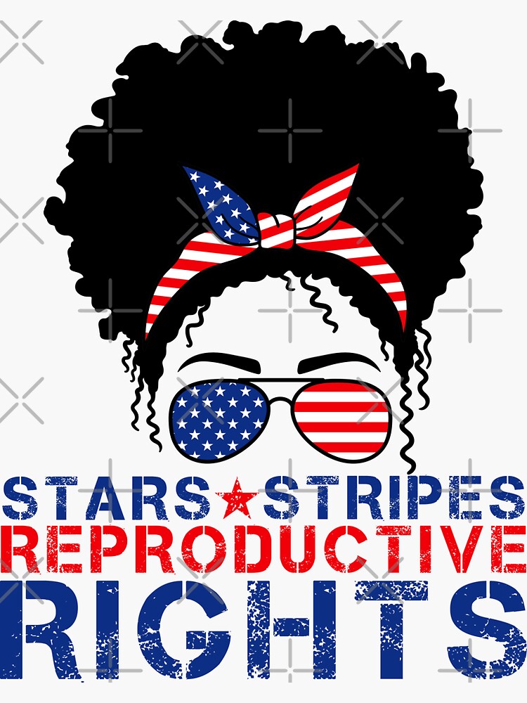 Messy Bun American Flag Stars Stripes Reproductive Rights Sticker