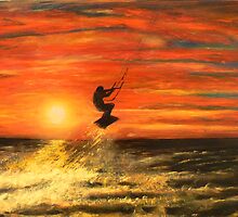 Kitesurfing into a Sandy Hook Sunset by Yianni Digaletos