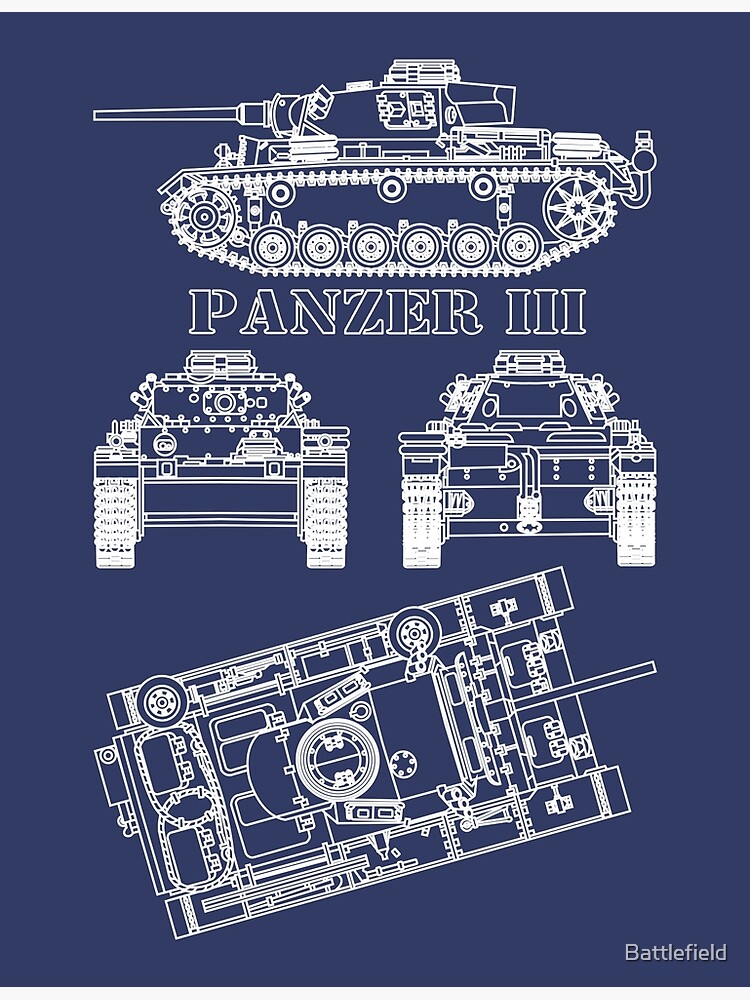 Póster Panzer III 3 Tanque Alemán WW2 Tanques medianos Diagrama de