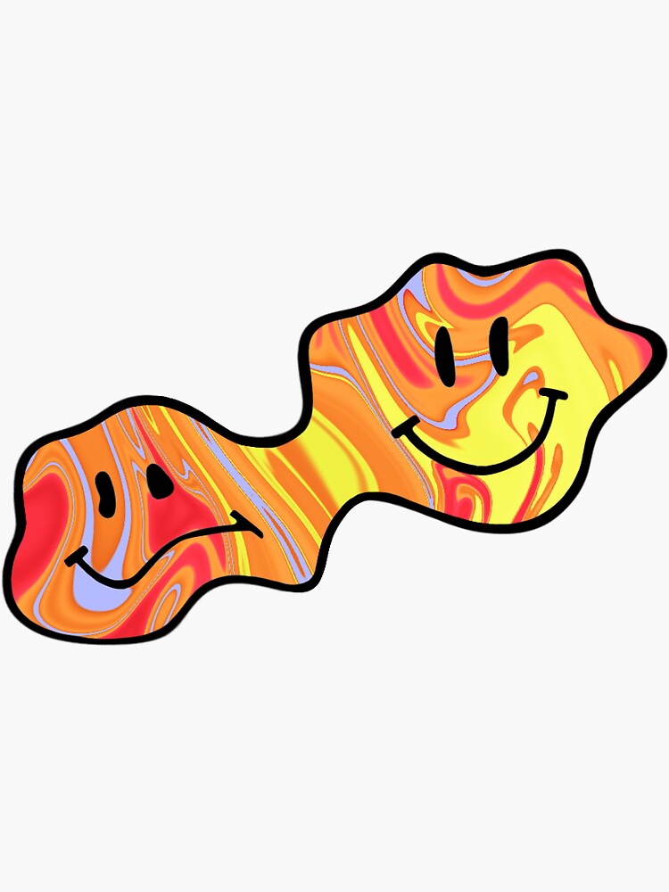 Fiery Tie Dye Twin Drippy Smiley A Sticker For Sale By Ashleyg