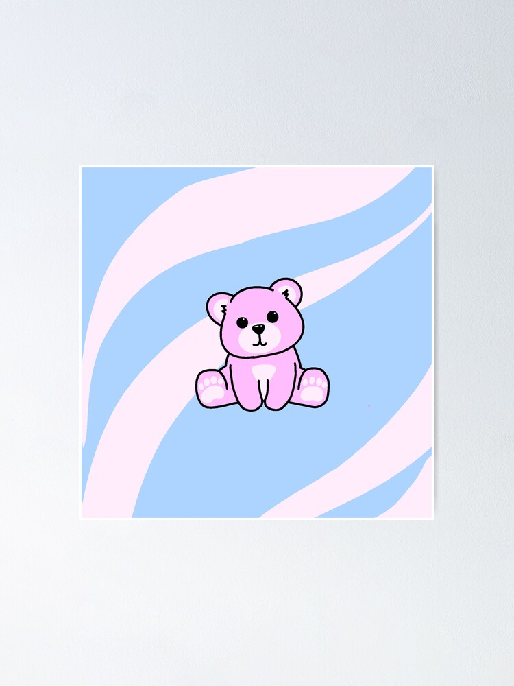 Cute Pink And Blue Teddy Bear Poster For Sale By Juliamndesigns