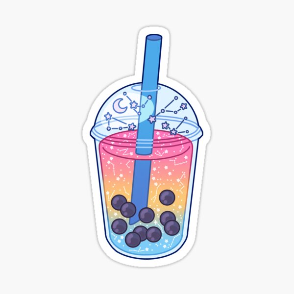 Colorful Berry Galaxy Boba Tea Sticker For Sale By Olivks Redbubble